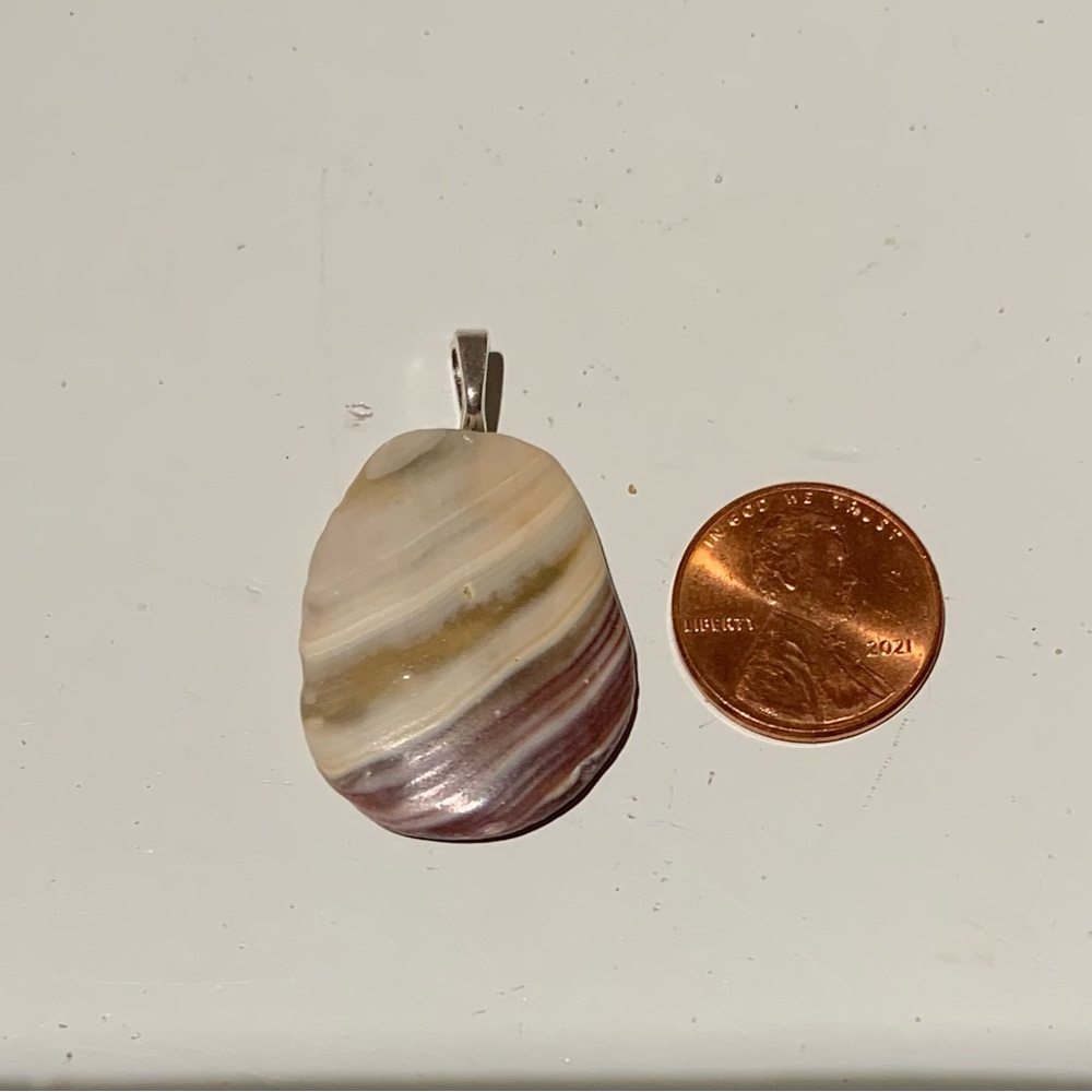 Wampum - Shell 2-way Pendant - Purple & Cream - Naturally Polished in Waves